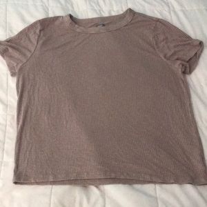 Mauve, ribbed, short sleeve t-shirt